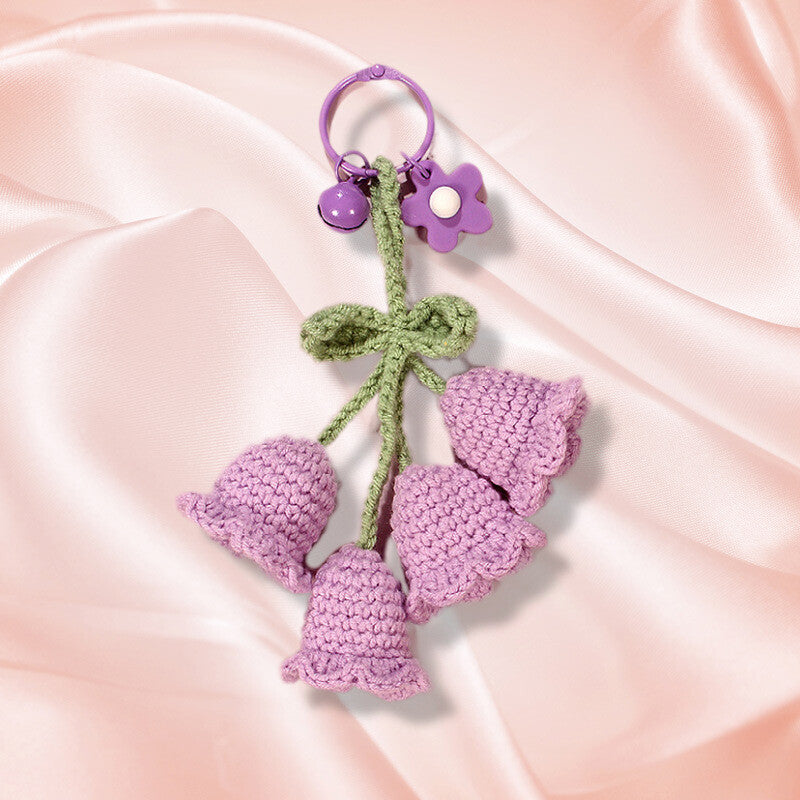 1Pc Hand-woven Bellflower Pendant for Rearview Mirror Hanging Accessory Purple