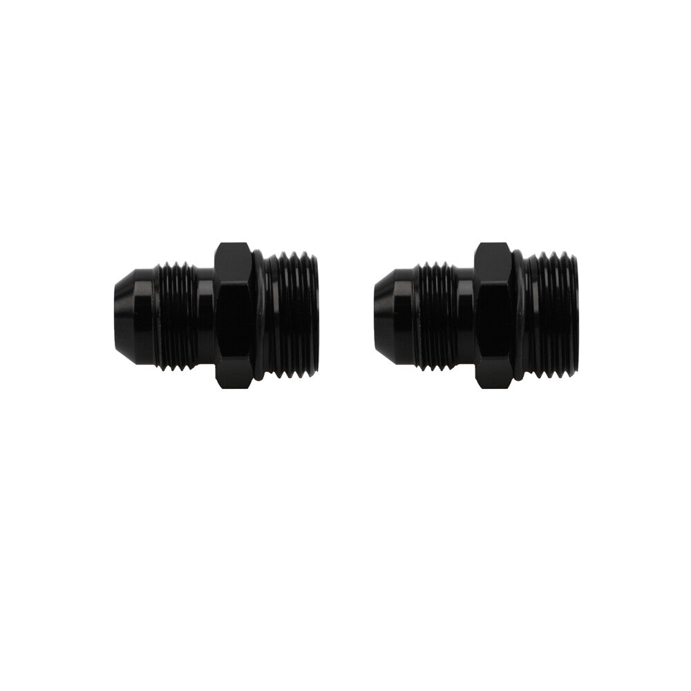 2-Pack ORB-10 O-ring Boss AN10 10AN to AN8 8AN Male Adapter Accessories - Black Aluminum