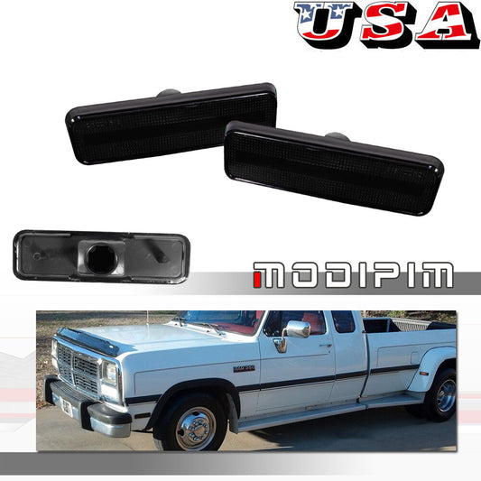 Direct Fit for Dodge D100 D150 D250 Smoke Side Marker Light Housing Kit