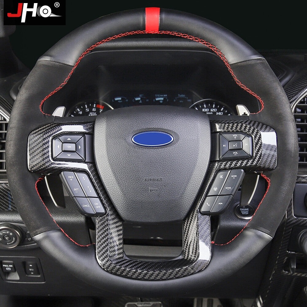 Real Carbon Fiber Steering Wheel Panel Cover Trim for Ford F150 2017-2019