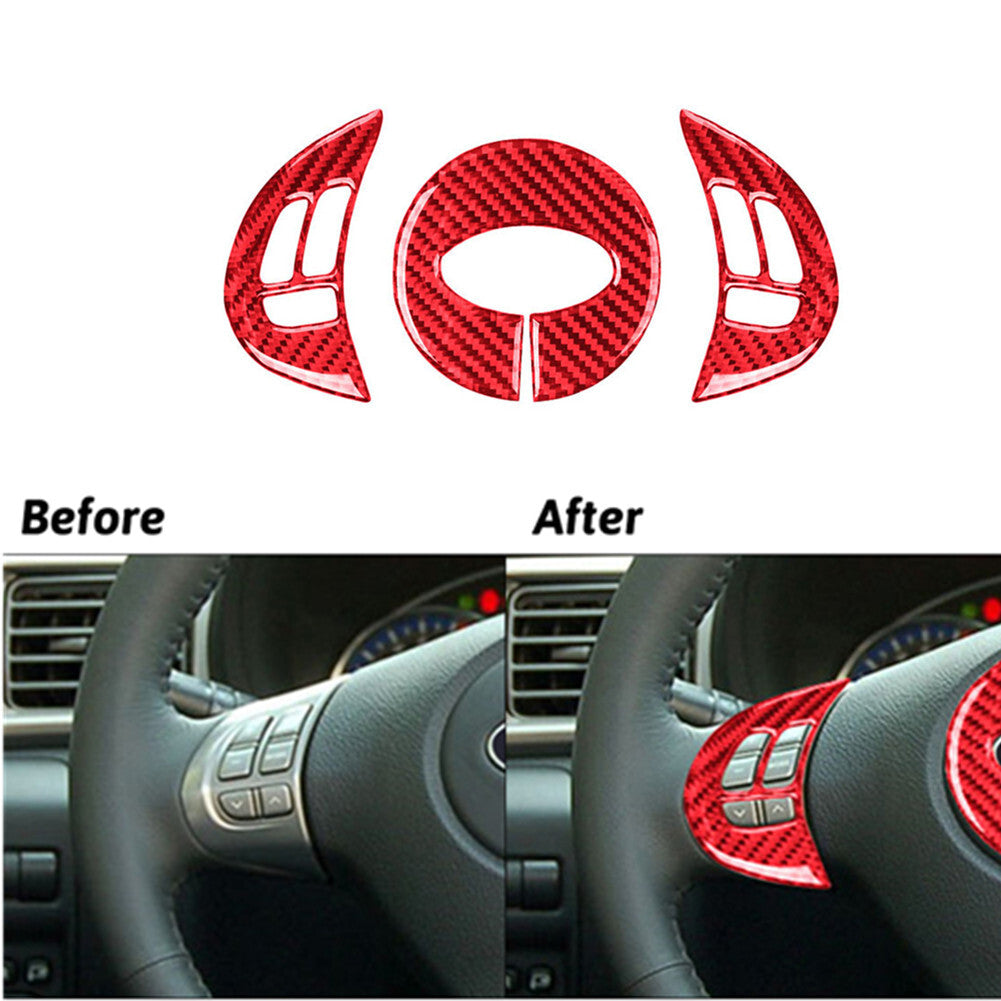 Red Carbon Fiber Steering Wheel Buttons Cover Trim for Subaru Forester 2009-2013