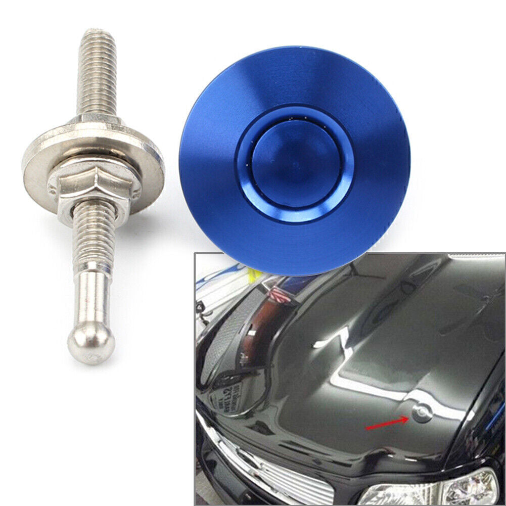 1x Blue Push Button Quick Release Car Bumper Hood Pins Bonnet Lock Latch Clip