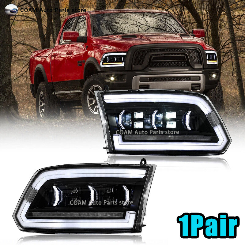 LED headlights suitable for 2009-2018, for RAM 1500 2500 3500, sequential high/low beam switching.
