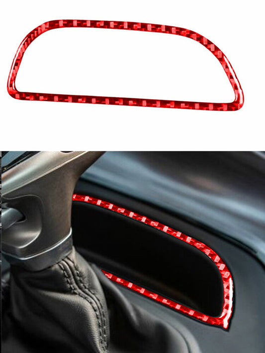 for Dodge for Challenger 2015-2020 Red Gear Storage Trim Cover Decor Carbon Fiber