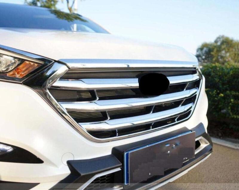 Chrome Front Mesh Grille Grill Grille Covers Trim for Hyundai for Tucson 2015-2020