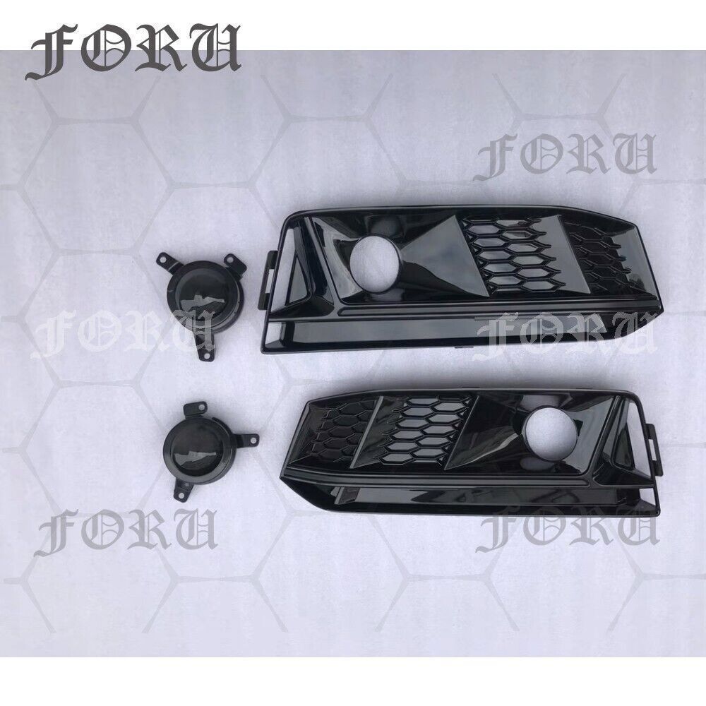 Black Front Bumper Fog Light Cover Grilles Trim for Audi A4 B9 S-LINE 2017-2019