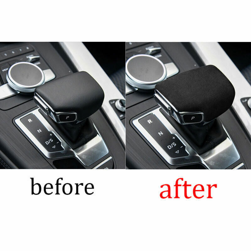 for Audi Q5 Q7 18-2024 Black Alcantara Middle Console Gear Shift Knob Cover Trim