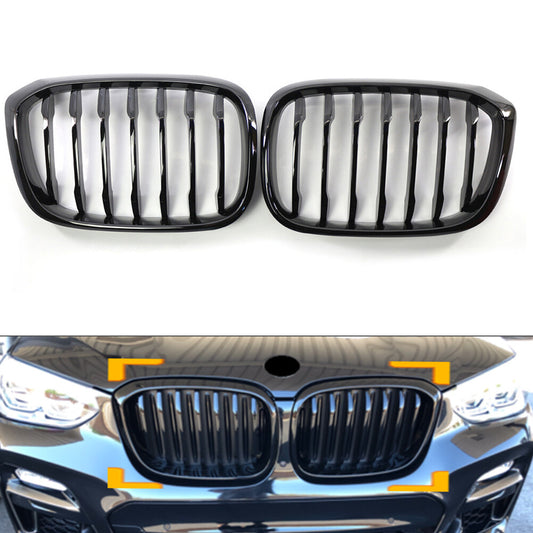Front Kidney Middle Grille Grill Fit for BMW X3 G01 X4 G02 2018-2021 Glossy Black