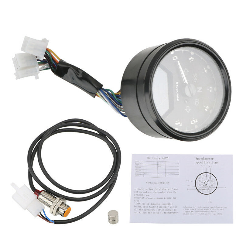 Motorcycle LCD Digital Speedometer Odometer Waterproof 12000RPM Gear Tachometer