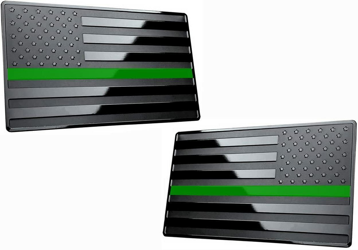 2. Car side fender rear trunk badge sticker, American flag, black and green, suitable for Chevrolet .