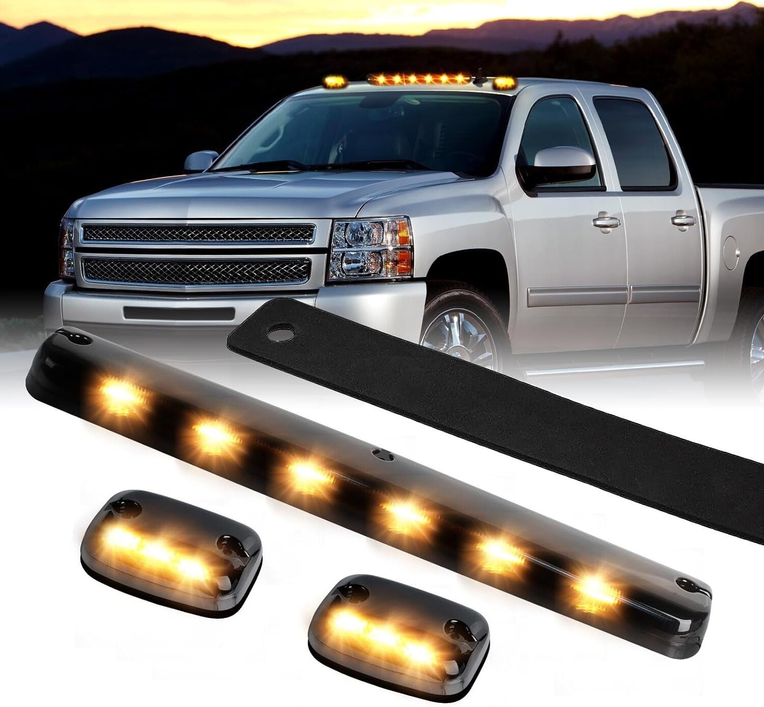 Amber LED Roof Top Running Cab Lights for Chevy Silverado for GMC for Sierra 1500 3500