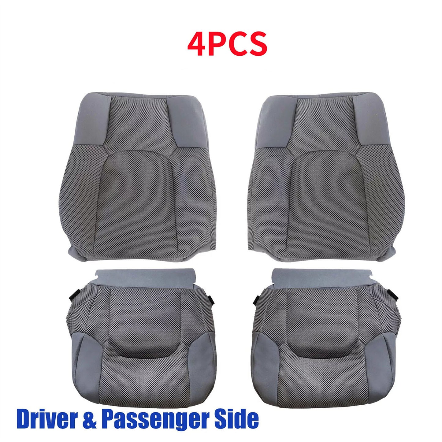 4PCS for Nissan Frontier 05-19 DriverPassenger Bottom-Top Cloth for Seat Cover Gray