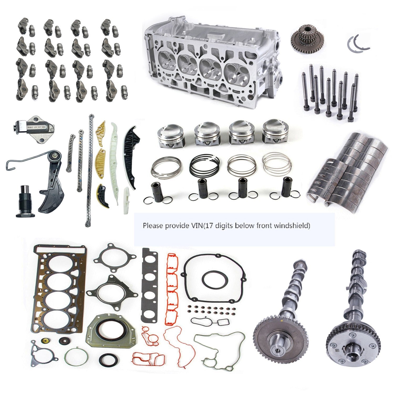 2.0TCylinder Head Camshaft SetTiming Piston Kit for VW for AUDI CCTA CCZA CCZB CDAA
