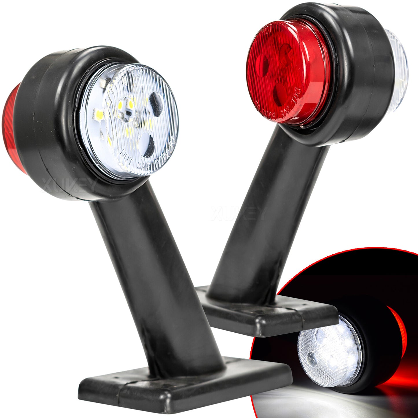 Red White Side Marker Lamp Clearance Truck Trailer Tractor LED Position Light 2x