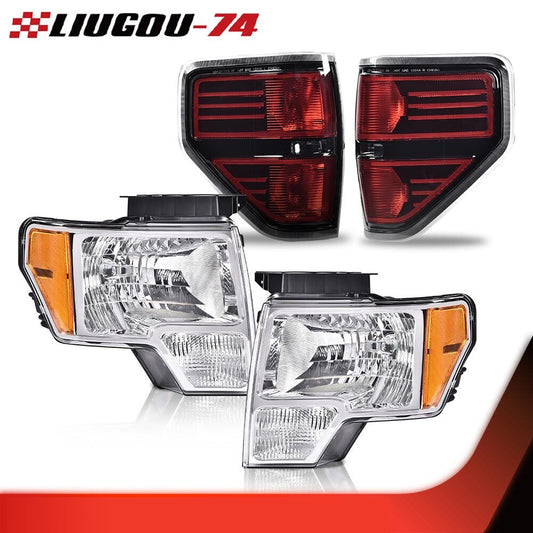 F150 pickup chrome headlights, taillights, and brake lights suitable for 09-14 for Ford F-150