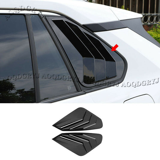 Glossy Black Rear Window Louver Shutter Cover Trim 2X for Toyota RAV4 2019-2022
