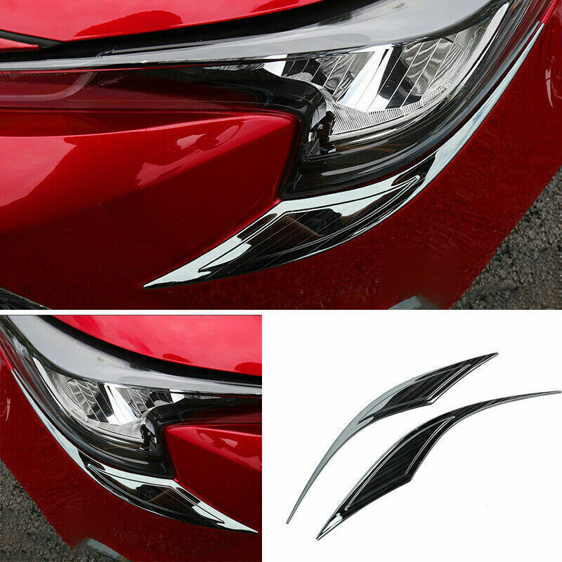 for Toyota for Corolla Sedan 2019-2023 Black Front Headlight Lamp Eyebrow Trim Cover