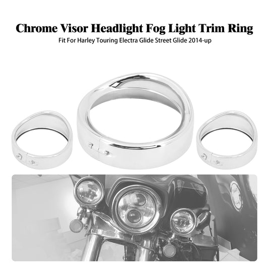 Chrome 7Headlight 4.5 Auxiliary Passing Light Trim Ring Visor Bezel for Harley