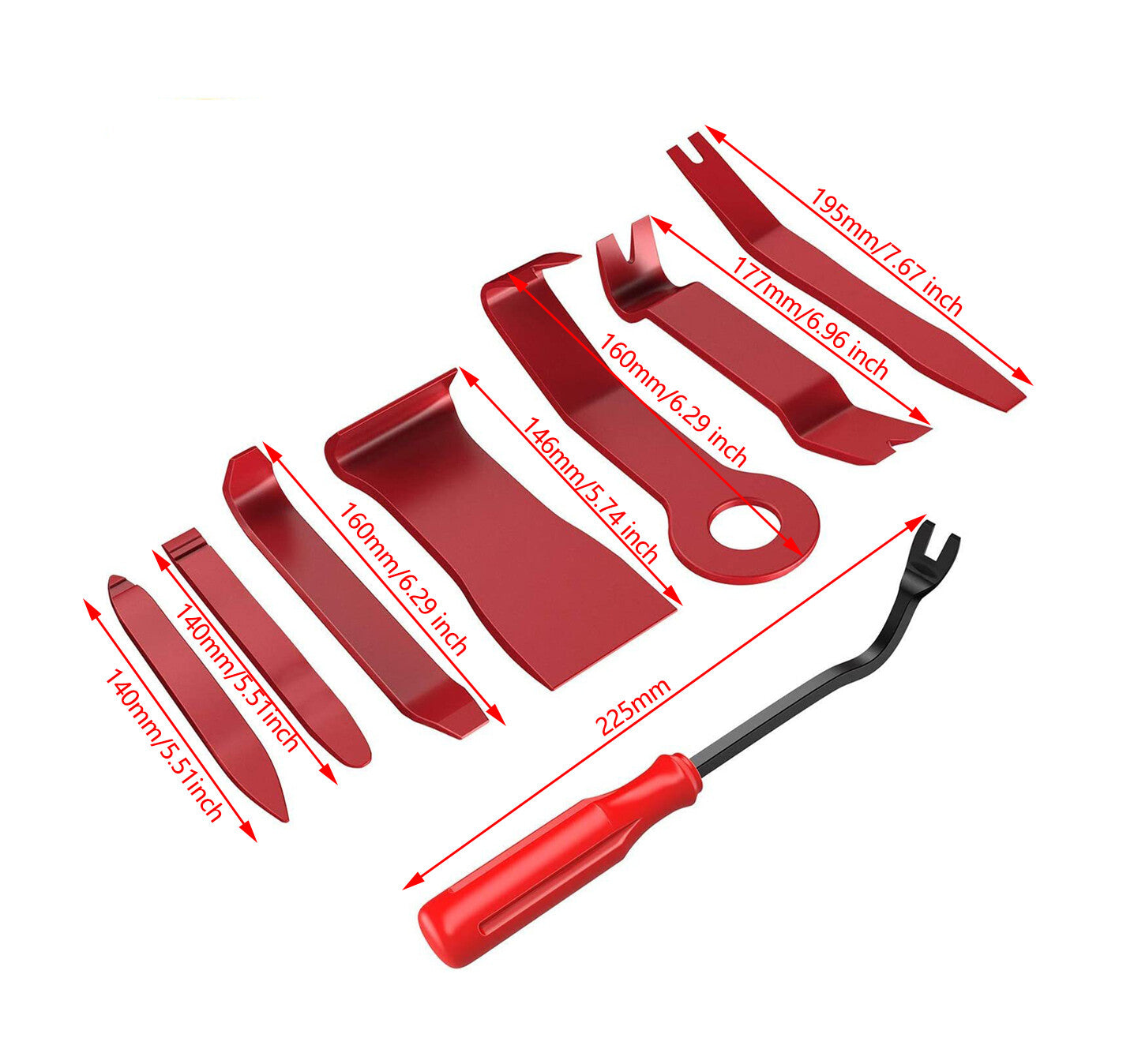 8Pcs Car Trim Removal Tool Kit Door Panel Fastener Auto Dashboard Tools Red