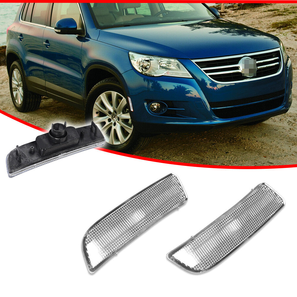 A pair of transparent front side marker light housings for 2009-2017 for Volkswagen for Tiguan OE models.