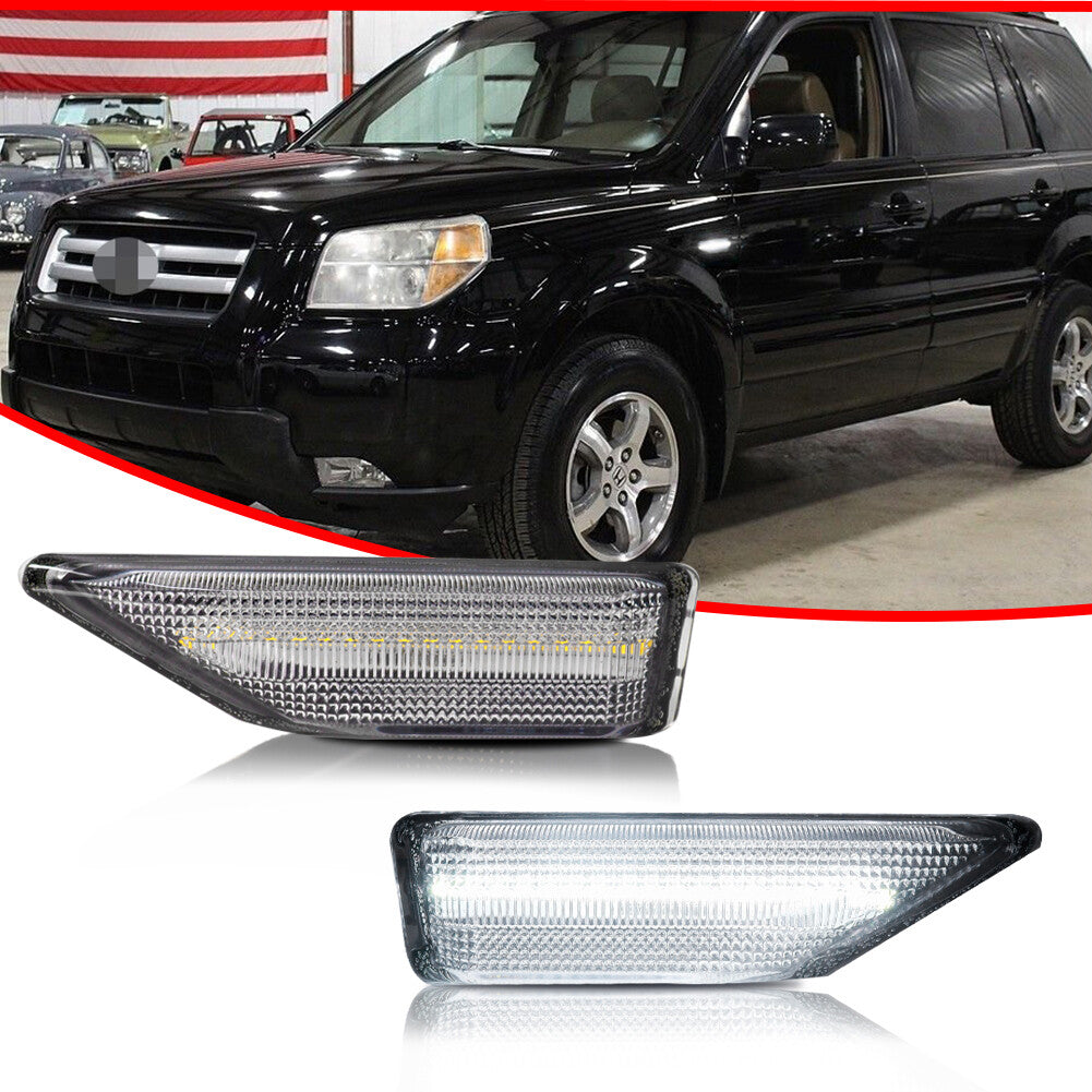 [Plug and Play] Transparent Lens White LED Front Marker Light for 06-08 for Honda Pilot
