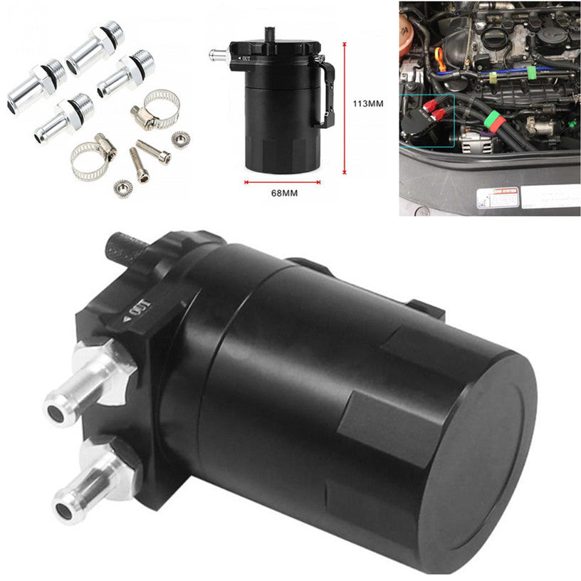 Car Aluminum Oil Catch Can Cylinder Baffled Engine Oil Separator Tank Reservoir