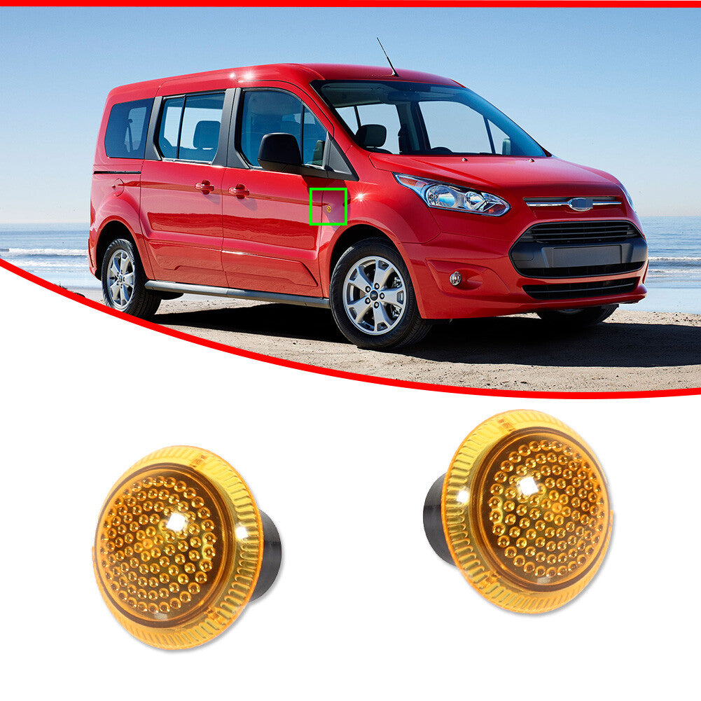 Suitable for 10+ for Ford Transit Connect side fender turn signal repeaters, amber, 1 pair.