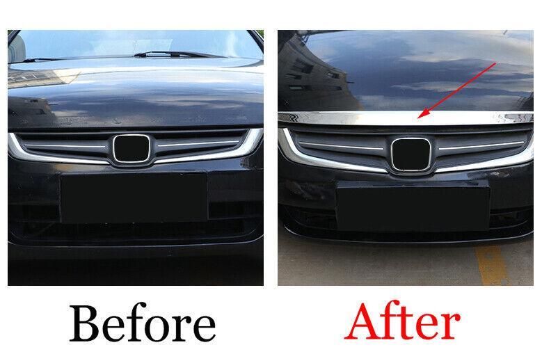 Chrome Front Engine Hood Grille Strip Trim 1pcs for Honda Accord 7th 2003-2007