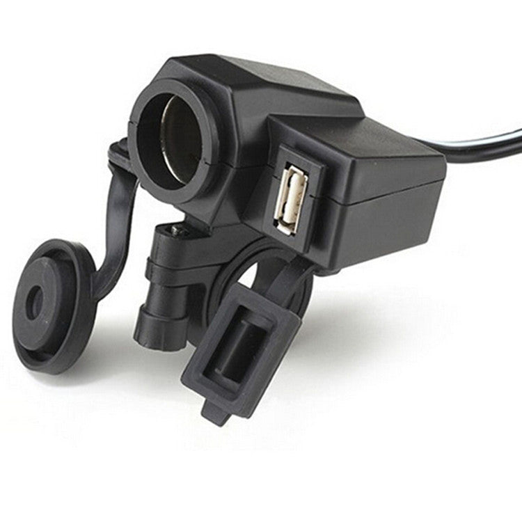 Motorcycle USB Outlet Socket Handlebar Waterproof Charger GPS Cigarette Lighter