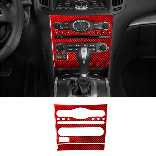 2x Red Carbon Fiber Radio Console With Navigaiton Cover for Infiniti G37 Sedan