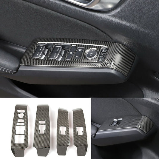 Carbon Fiber Steel Window Lift Switch Button Trim for Honda for Civic 11th 2022 2023