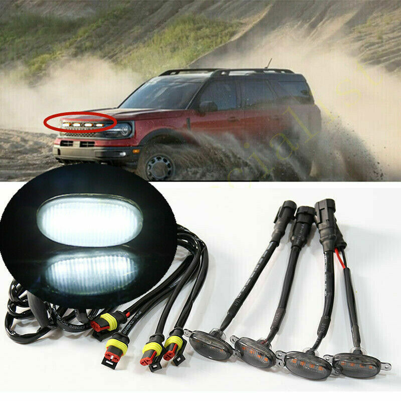 for Ford Bronco Sport 2021-24 Front Grille Smoke LED Light Style DRL Lamp