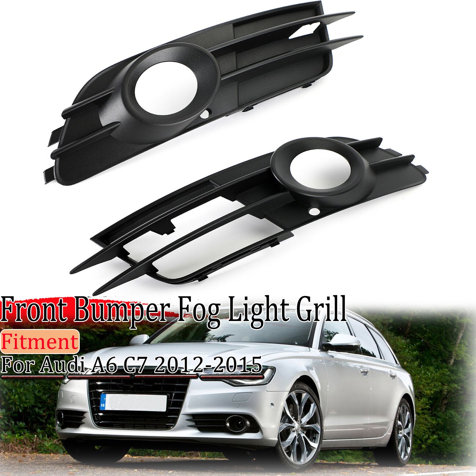 Front Bumper Grille Fog Light Grill Cover For 2012-2015 for Audi A6 C7 Lower Cap L+R