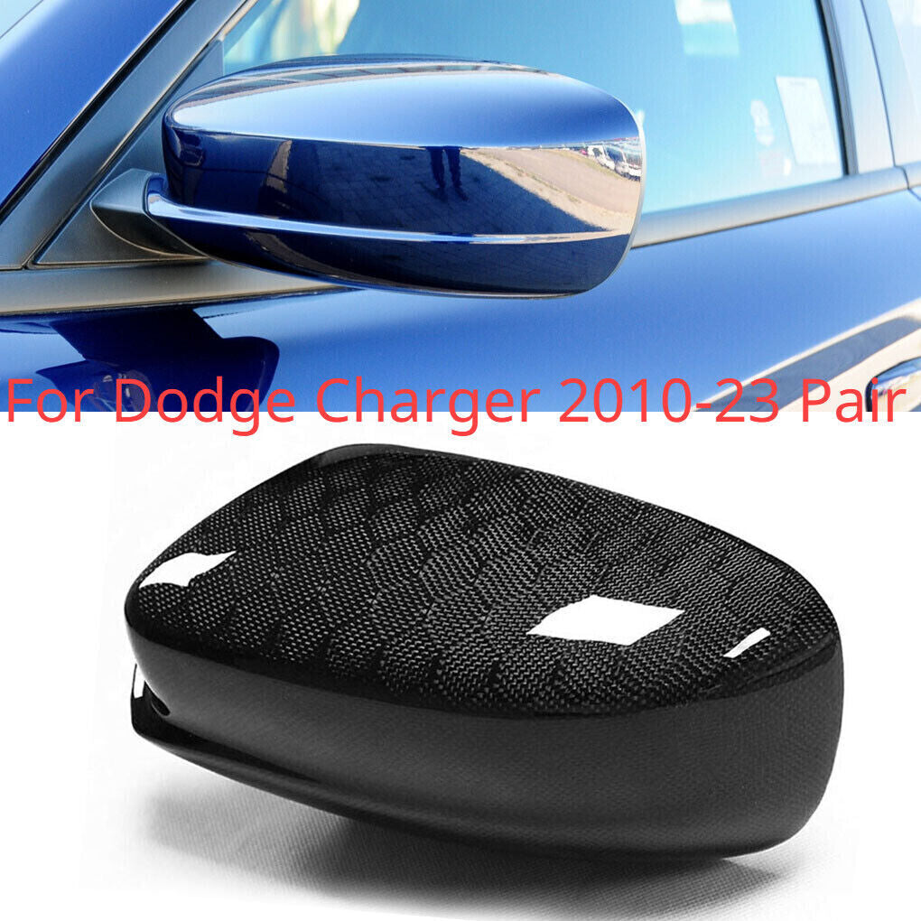 Fit for Dodge 2010-2023 Pair Honeycomb Real Carbon Fiber Side Mirror Cover Cap