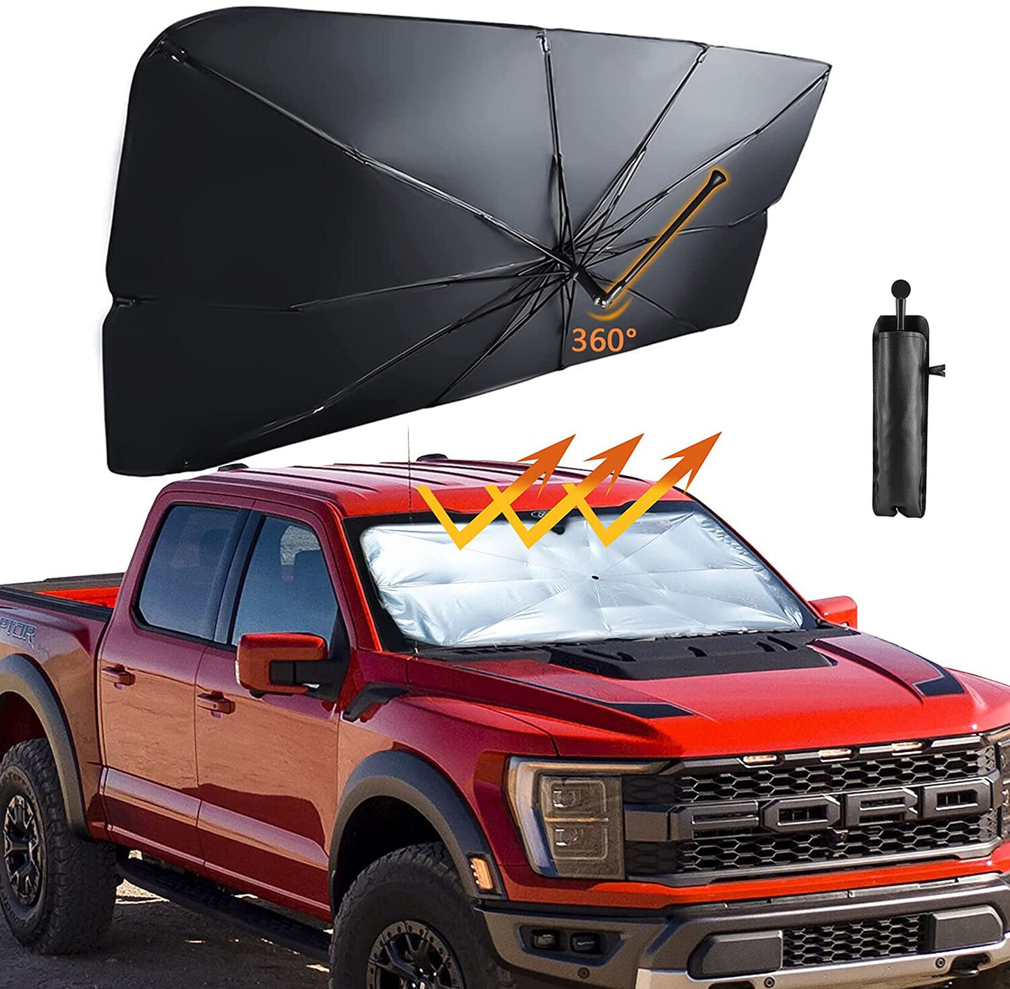 2023 NEW for Ford Car SUV Windshield Umbrella Sun Shade W/ 360¡ã Bendable Handle
