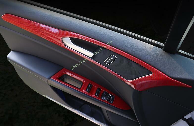 for Ford Mondeo/Fusion 2013-2020 Red Carbon Fiber Inner Door Panel Strip Trim 4X
