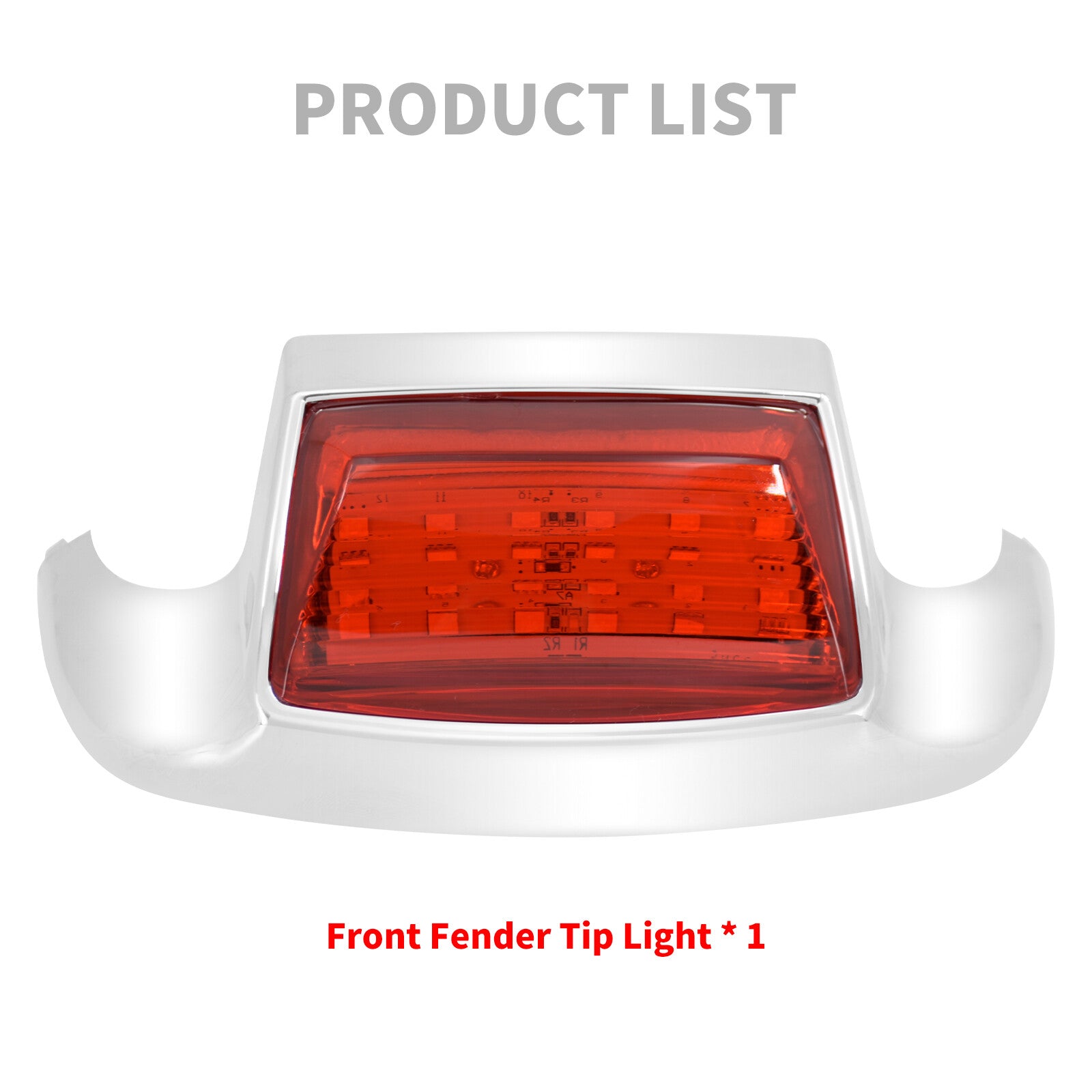 Front Fender w/ Red Lens Tip LED Light Fit for Harley Electra Road Glide Softail