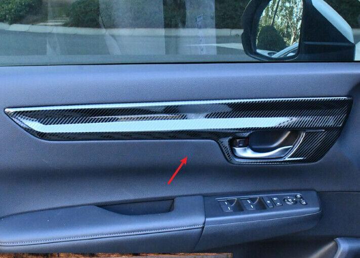 for Honda CR-V CRV 2023-2024 Carbon Fiber Steel Inner Door Panel Cover Trim 4pcs