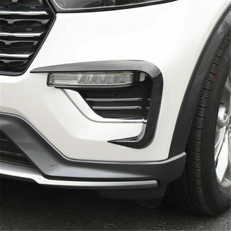 for Ford Explorer 2020-2022 Carbon Fiber Front Fog Lamp Light Eyebrow Cover Trim