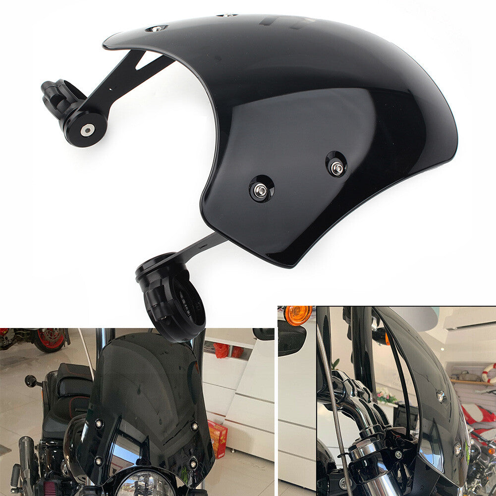 Motorcycle Front Windscreen Windshield Black ABS Fit for Harley Dyna Softail Models
