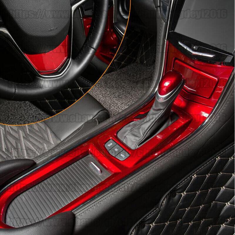 for Cadillac ATS ATS-V 2013-2019 ABS Red Center Console Gear Shift Panel 4pcs