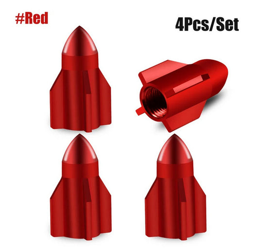 4-piece car tire valve cover rod air dust cover dustproof black rocket for Nissan