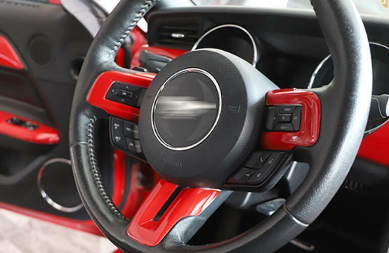 Fit for Ford for Mustang 2015-2022 Paint Red Steering Wheel Panel Cover Trim 3PCS