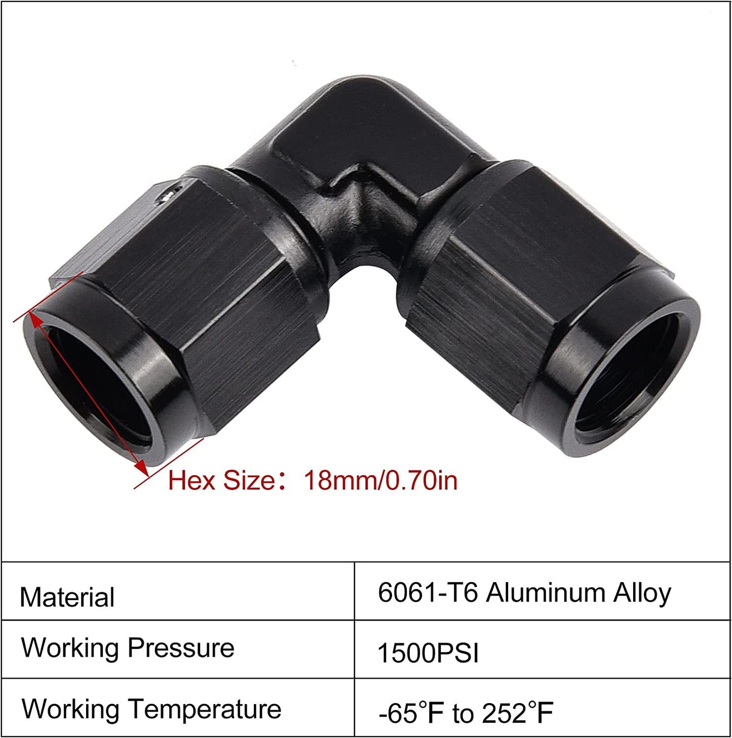 6AN Low Profile Coupler Alliance 90 Degree Airline/Fuel Line Hose Adapter Accessory