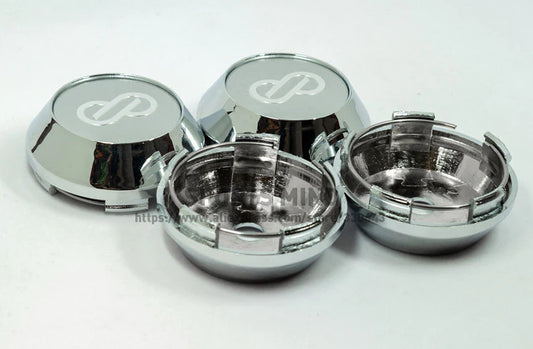 New 4-piece set of 65mm Enkei wheel caps, rim center caps, and silver chrome badges.