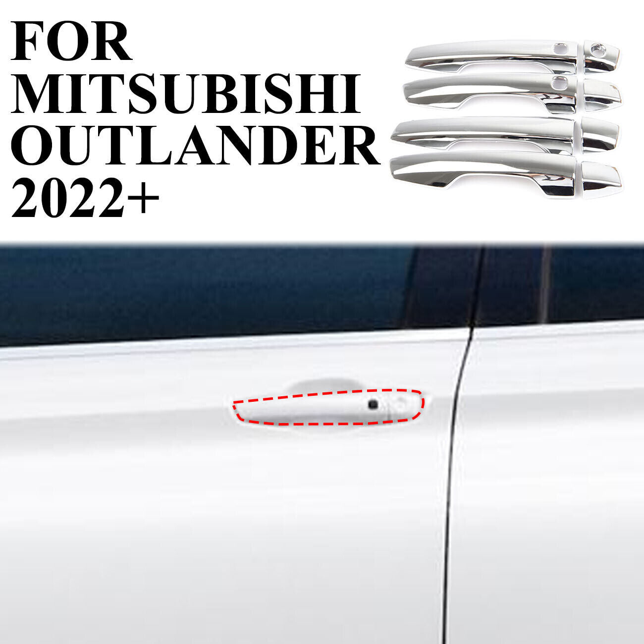 Chrome Side Door Handle Cover Trim ABS 4PC for Mitsubishi Outlander 2022-2024