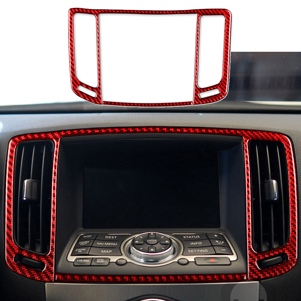 for Infiniti G37 Sedan 2007-13Red Carbon Fiber Center Air Vent Outlet Panel Trim