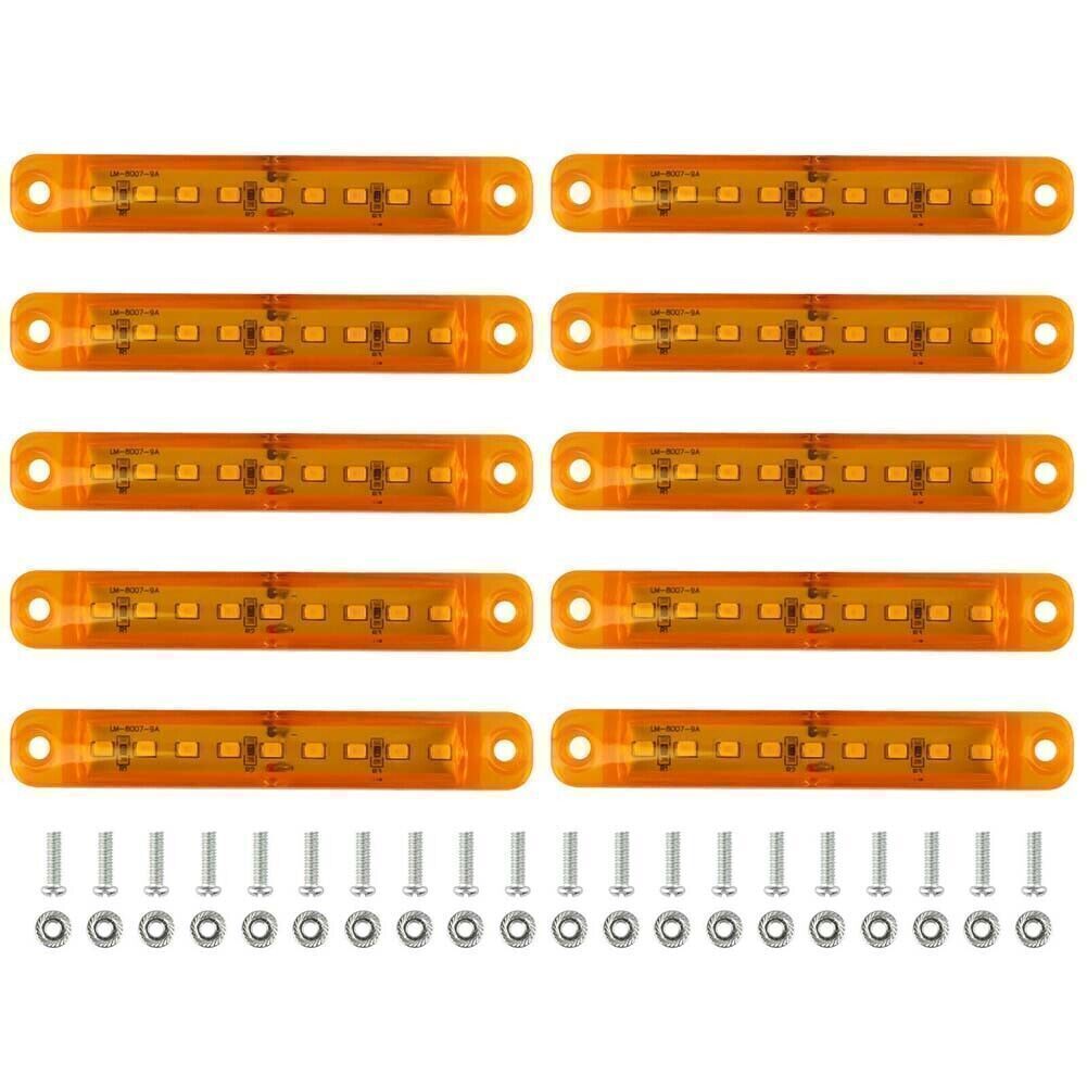 10pcs Amber 9 LED Sealed Side Marker Clearance Light for Car Truck Trailer Lorry