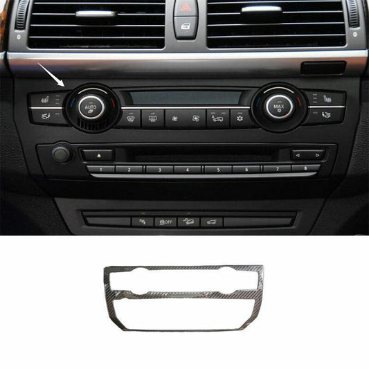 for BMW X5 E70 2008-2013 Carbon Fiber Steel Console AC Button Control Frame Trim