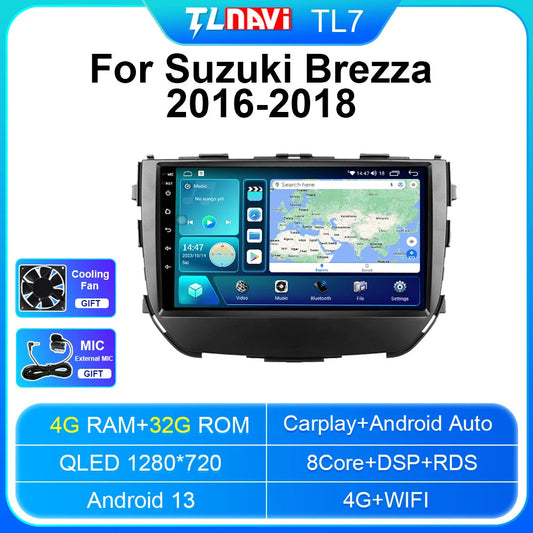 for Suzuki BREZZA 2016-2018 Android Auto CarPlay Car Radio GPS Multimedia Player